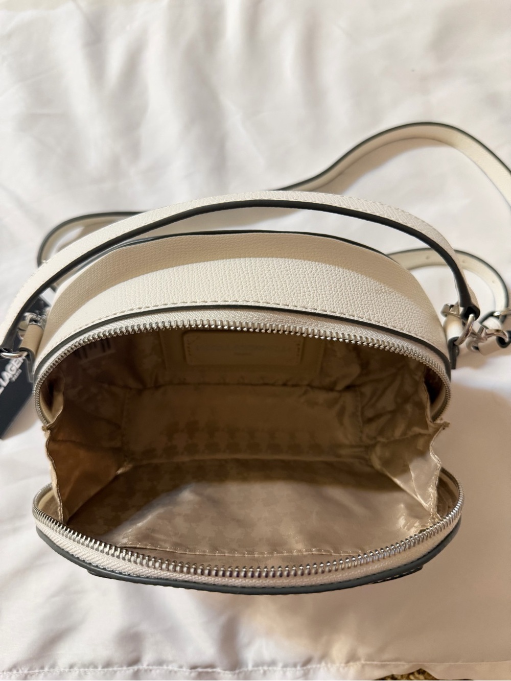 Karl Lagerfeld Cream and Black Cat Face Crossbody Bag - Picture 4 of 5